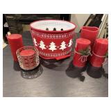 Red Christmas tree lantern, candles