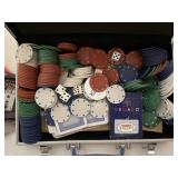 Poker set, chips, playing cards