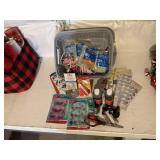 Craft supplies, scissors, paint, hot glue guns