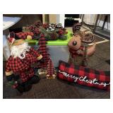Buffalo plaid holiday decorations, moose, pillow,