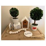Decor lot, topiary, Love garland, house
