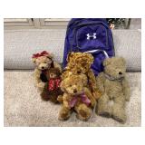 Plush teddy bears, Under Armour back pack