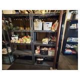 (right) grey plastic shelving unit, no contents