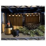 Table spray, vases, bowl