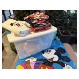 Storage tote, Mickey Mouse towels, Easter flag