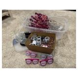 Pink, silver floral picks, place setting holders,