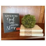Give It to God & Go to Sleep sign, book boxes