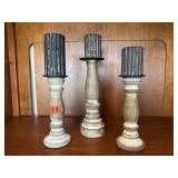 Pillar candlesticks (3), candles included