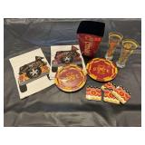 Iowa & Iowa State tailgate lot, beer glasses,