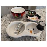Snowman dish, spoon rest, bowl