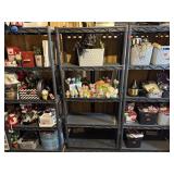 (middle) grey plastic shelving unit, no contents