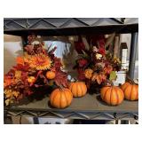 Pumpkins, fall floral arrangements
