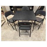 Folding 34' card table, chairs (4)