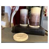 Storage book, pillar candles