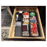 Office supplies, scissors, tape, calculators,