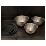 Pampered Chef stainless batter bowls, lids