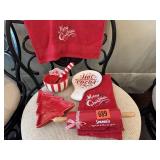 Christmas hand towels, spoon rest, dishes,