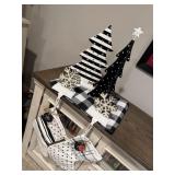 Black & white trees, stockings, runner, snowflake