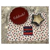 Patriotic linen, star dish, Celebrate plate