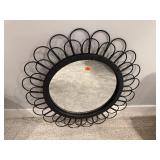 Black rattan mirror