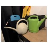 Watering cans (2), foam kneeler, canvas tote