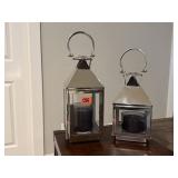 Chrome lanterns (2), candles included