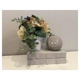 Storage books, floral bouquet, 'Love' stone