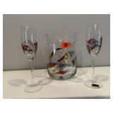 Wine Things wine glasses, vase