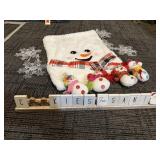 Snowman bag, ornaments, snowflakes