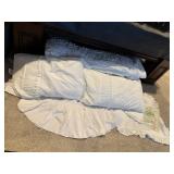 White comforters (2), shams (2), dust ruffle