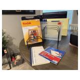 Wire file holders, message book, legal pads, paper