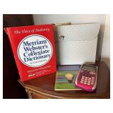 Accordion file, dictionary, scientific calculator