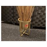 Gold planter, decorative grass included