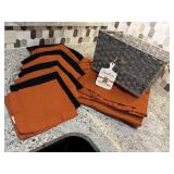 Pumpkin spice decor, orange & black cloth napkins