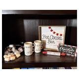 Hot Cocoa Bar sign, marshmallow garland, mugs