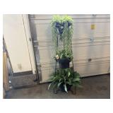 5' tall tiered planter, greenery