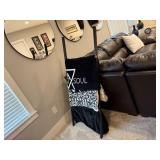 Black wooden blanket ladder, blankets