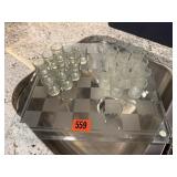 Glass shot glass checkerboard game