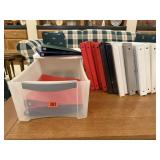 Storage tote, 3 ring binders