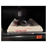 Coffee table books, globe paperweight