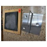 Stainless napkin holder, stone trivet