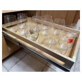 Assorted glass stemless wine glasses (14)