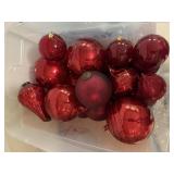 Storage tote, oversized glass ornaments