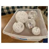 Storage tote, oversized holiday ornaments