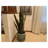 Stoneware crock, artificial plant includedcrock