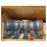 Blue glass stemware