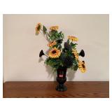 Sunflower, black & gold floral arrangement
