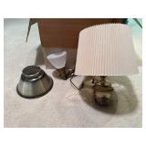 Vintage brass wall lamp, milk glass shade,