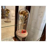Gold dipped rose, lighted cloche