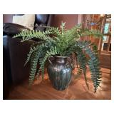Floor vase, artificial fern